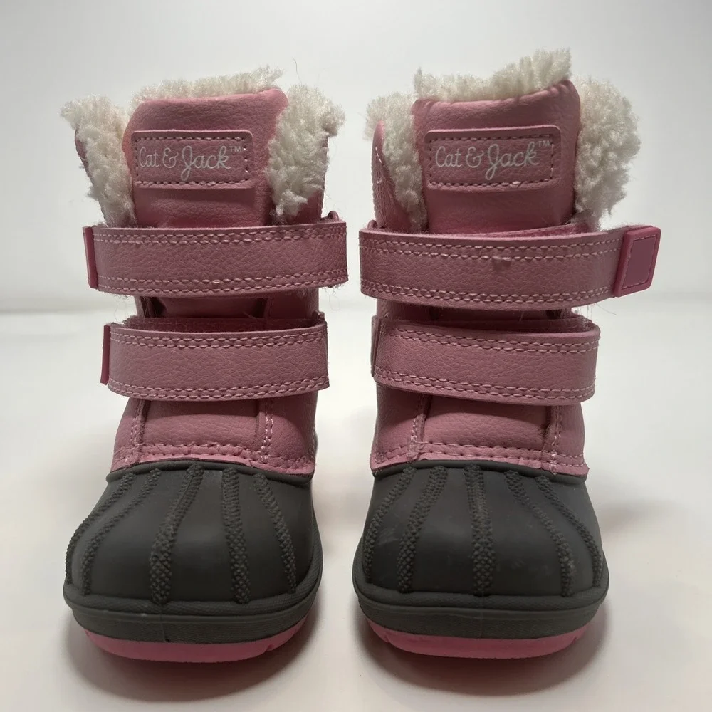 Cat & Jack Denver Winter Boots (TS) Toddler‎ Size 5 Pink/Gray Faux Shearling